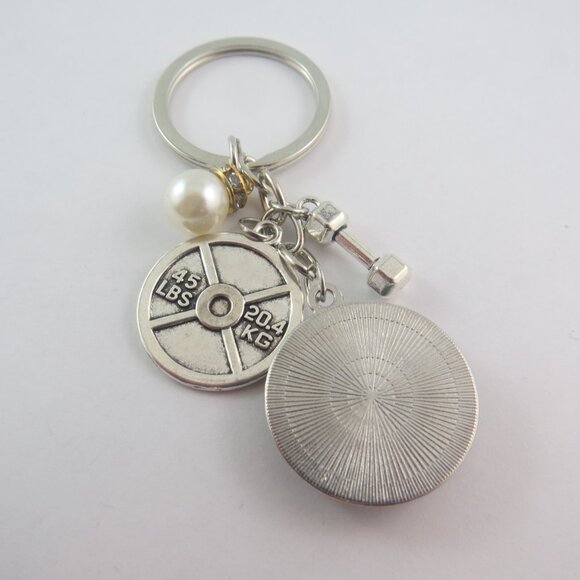 Weightlifting Keychain Gym Key Ring Dumbbell Charm Fitness Gift for Him or Her - Picture 4 of 4